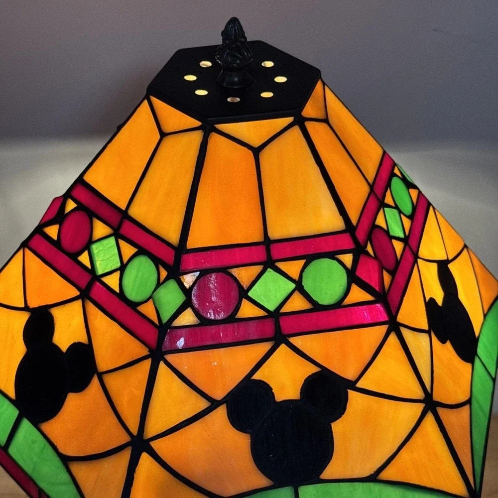 VTG Rare Disney Mickey Mouse Tiffany Style Table Lamp Stained Glass Ltd Ed 24